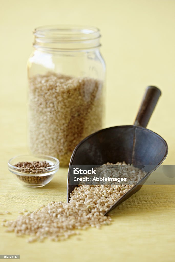 Brown Rice - Lizenzfrei Einweckglas Stock-Foto