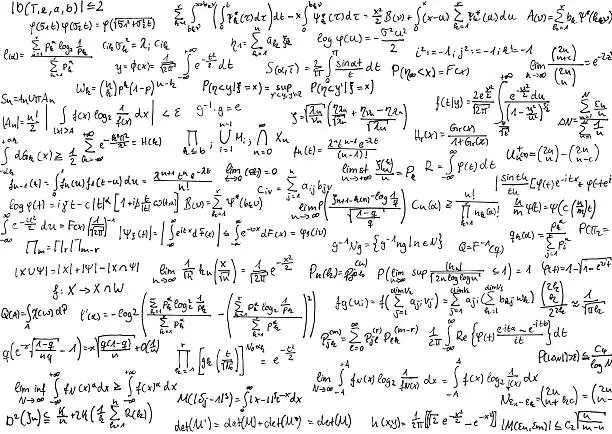 Math equations handwritten on a sheet of paper. Writing is isolated.