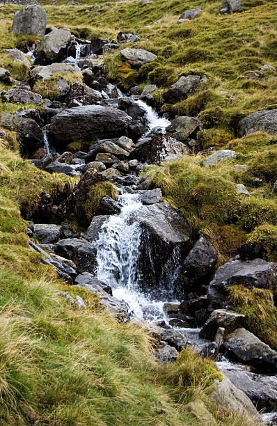 scenic waterfall in Lake District, UK stock photo