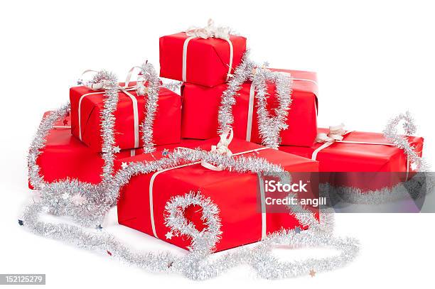 Foto de Red Caixas De Presente De Natal e mais fotos de stock de Aniversário - Aniversário, Branco, Caixa - Recipiente