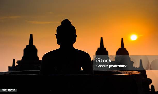 A Silhouette Of The Borobudur Temple At Sunrise In Indonesia Stock Photo - Download Image Now