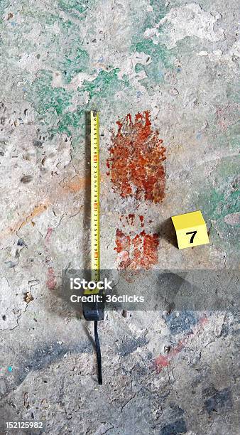 Bloody Footprint Stock Photo - Download Image Now - Blood, Centimeter, Concrete