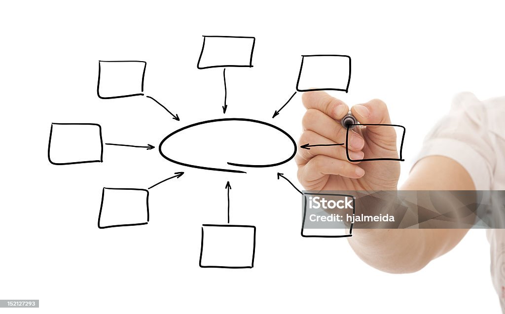 Diagrama no quadro branco vazio - Foto de stock de Armação de Construção royalty-free