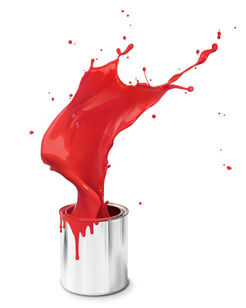 Splash of red paint from tin bucket