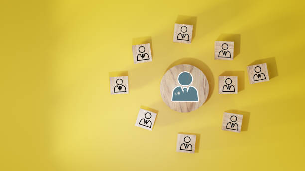 istock Wooden cube block print screen person icon which link connection network for organisation structure social network and teamwork concept. 1521283662