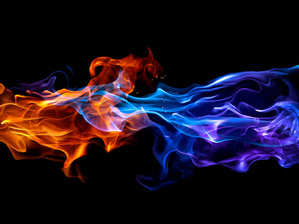 Blue and red fire stock photo