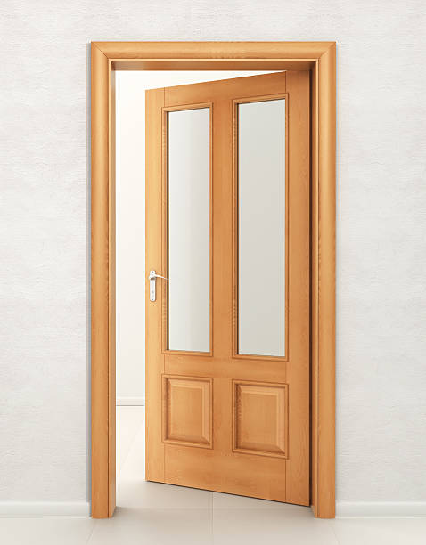 istock Door wood with glass 152131071