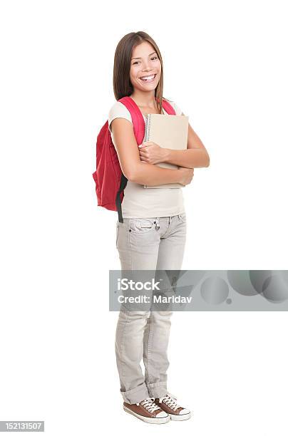 Student Standing On White Background Stock Photo - Download Image Now - University Student, White Background, High School Student