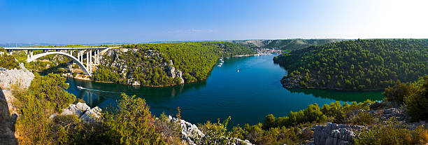 istock River Krka, bridge and town in Croatia 152132353