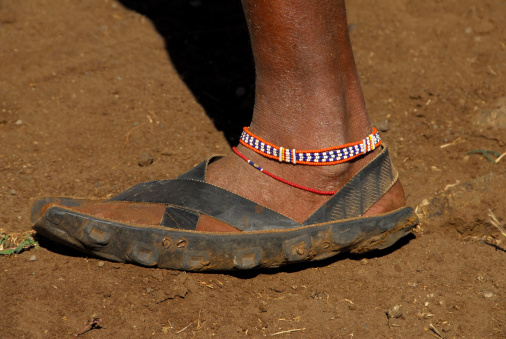 a Masai shoe, built with a tire wheel