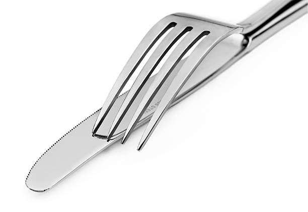 istock Close up abstract of a silver knife and fork 152133693