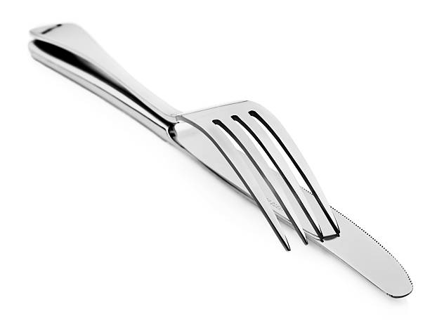 istock Close up abstract of a silver knife and fork 152133694