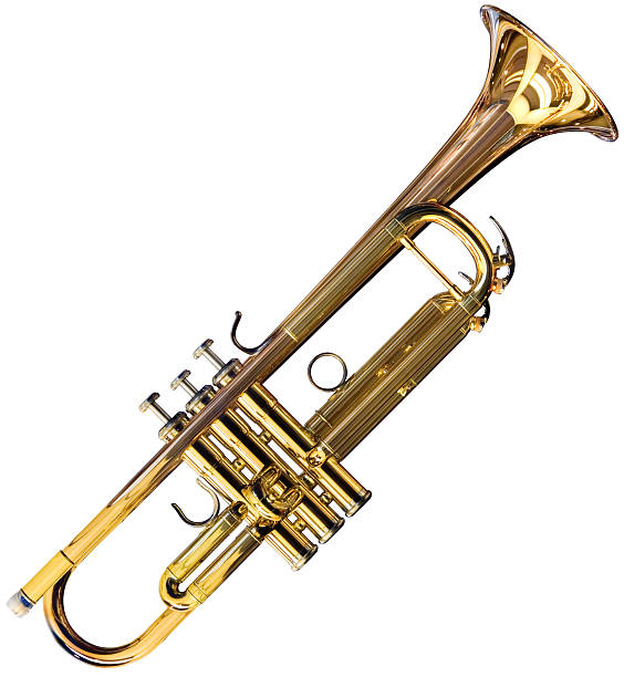 Trumpet cutout Golden trumpet isolated on white background with clipping path trumpet player isolated stock pictures, royalty-free photos & images