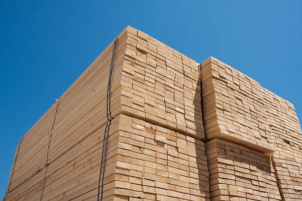 Stacked Lumber stock photo