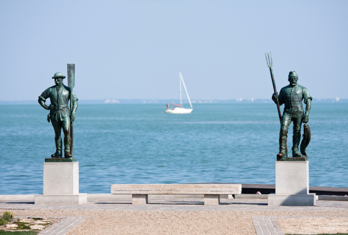 Statues of old Hungarian fishermen
