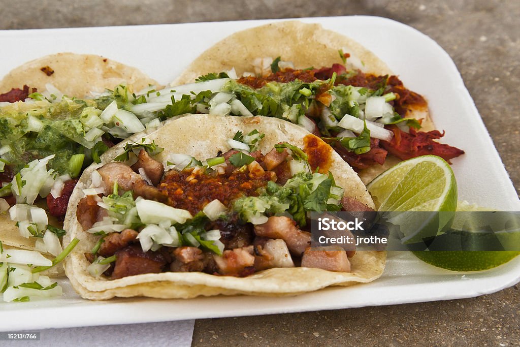 Chop Tacos Street tacos w/ chuleta (pork) in Cancun, Mexico Street Taco Stock Photo