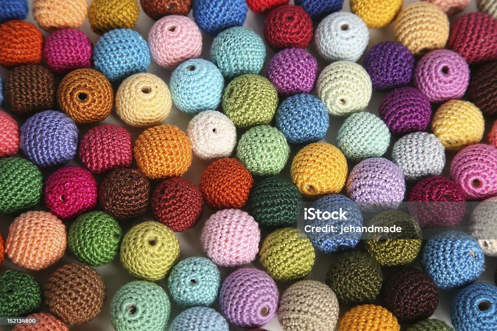 Gehäkelte Baumwolle mit Perlen - Lizenzfrei Baumwolle Stock-Foto