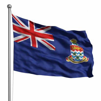 Flag of Cayman Islands. Rendered with fabric texture (visible at 100%). Clipping path included.