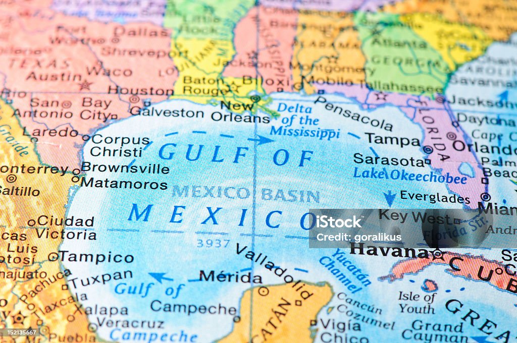 Gulf of Mexico Gulf of Mexico on map. Map Stock Photo
