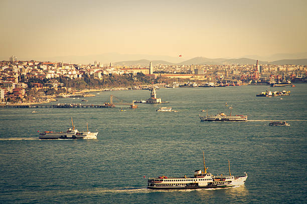 istock istanbul bosphorus with three steamboats across maiden tower 152136438