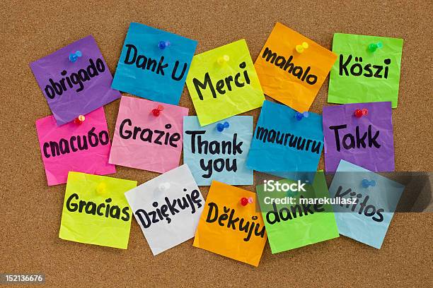 Thank You In Different Languages Stock Photo - Download Image Now - Thank You - Phrase, Adhesive Note, Gratitude