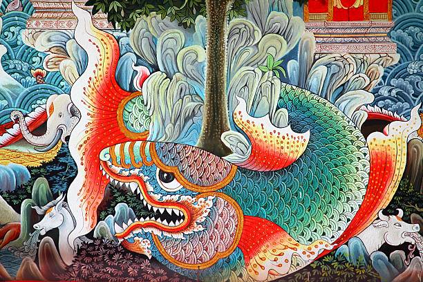 istock Fish in Traditional Thai style art 152138136