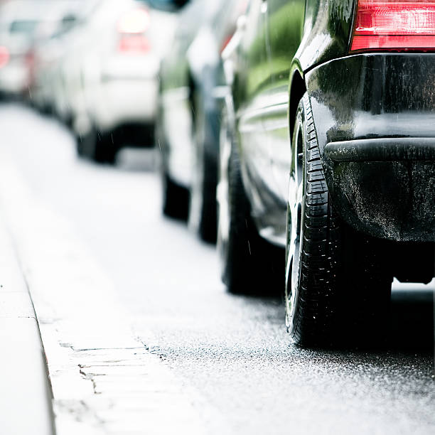 istock Traffic jam in flooded highway cause rain 152139546