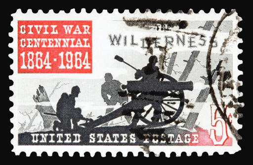 A 1964 issued 5 cent United States postage stamp showing Civil War Centennial.