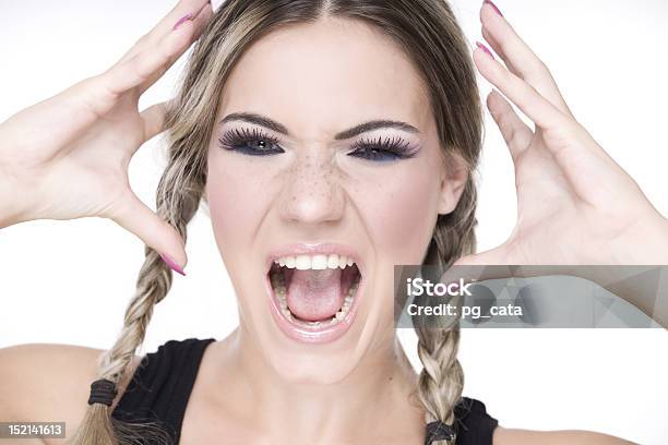 Pretty Girl Screaming Stock Photo - Download Image Now - Adolescence, Adult, Anger