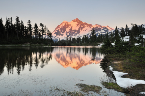 mt shuksan and picture lake at sunset, Mt. Baker-Snoqualmie National Forest