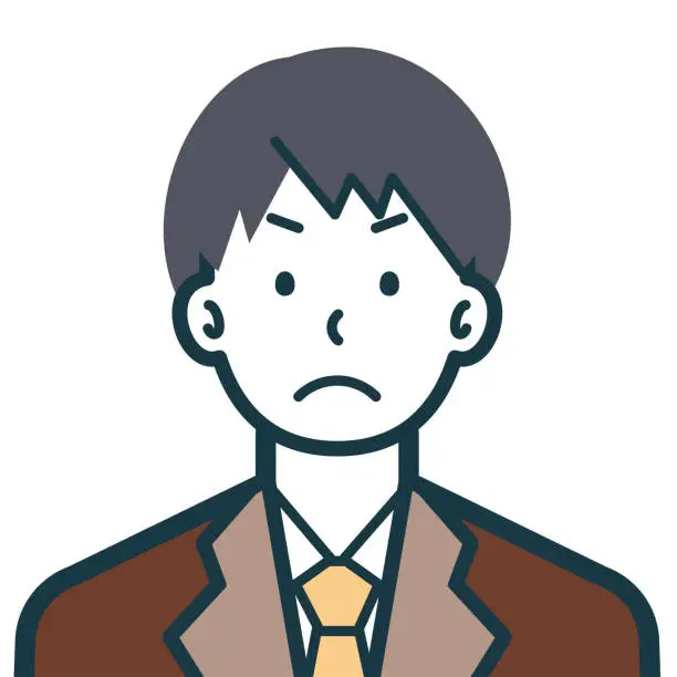 Vector illustration of Bust shot of frowning high school boys1