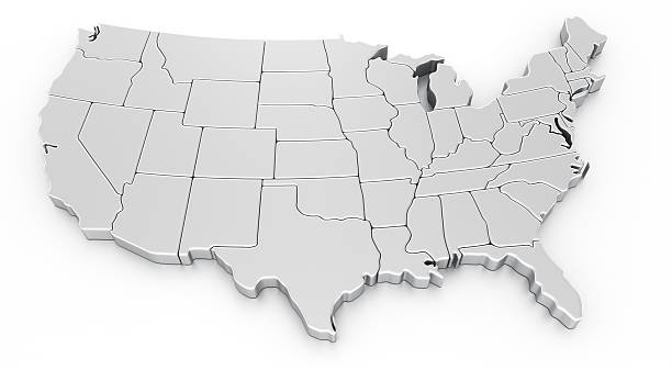 istock Silver 3D map of America on white background 152142409
