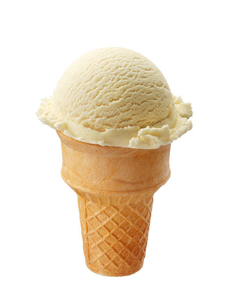 istock One scoop of vanilla ice cream in a cone 152142735