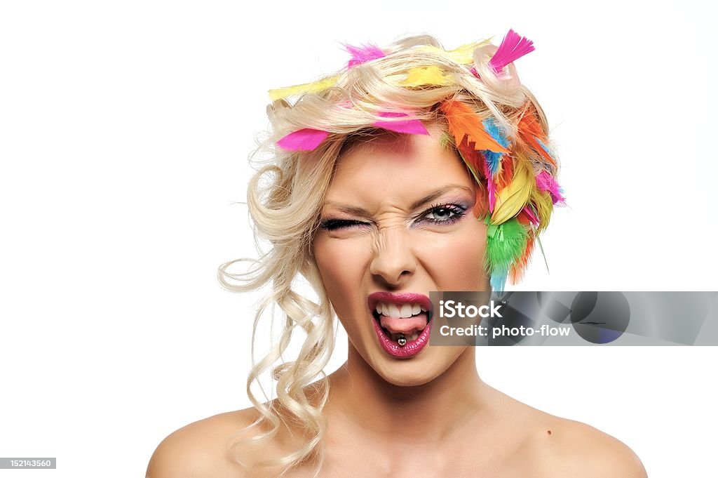 Chica rubia con feathers - Foto de stock de Adulto libre de derechos