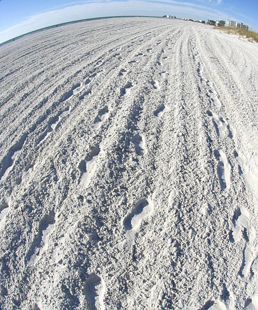 Footprints in the sand stock photo