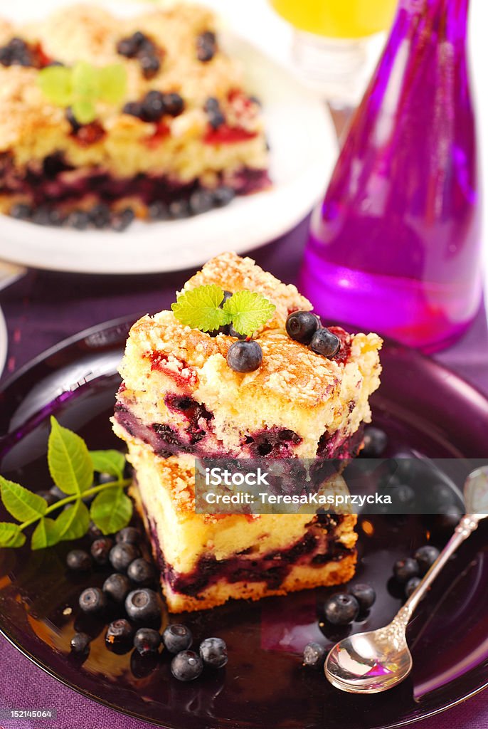 blueberry cake pieces of homemade blueberry cake on plate Baked Stock Photo