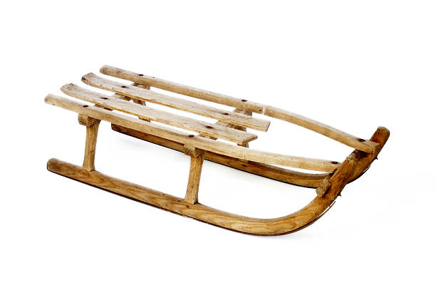 istock Old vintage wooden sled on white 152145074
