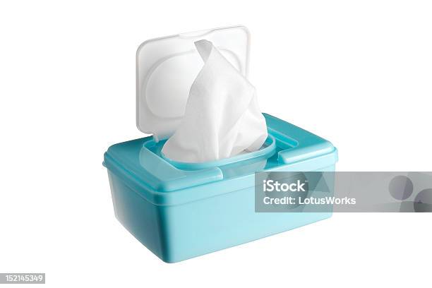Baby Wipes Stock Photo - Download Image Now - Baby Wipe, White Background, Blue