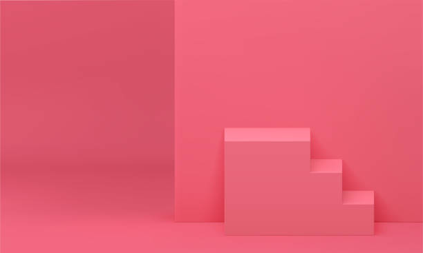 istock Pink 3d staircase podium upwards level construction award arena win celebration realistic vector 1521465724