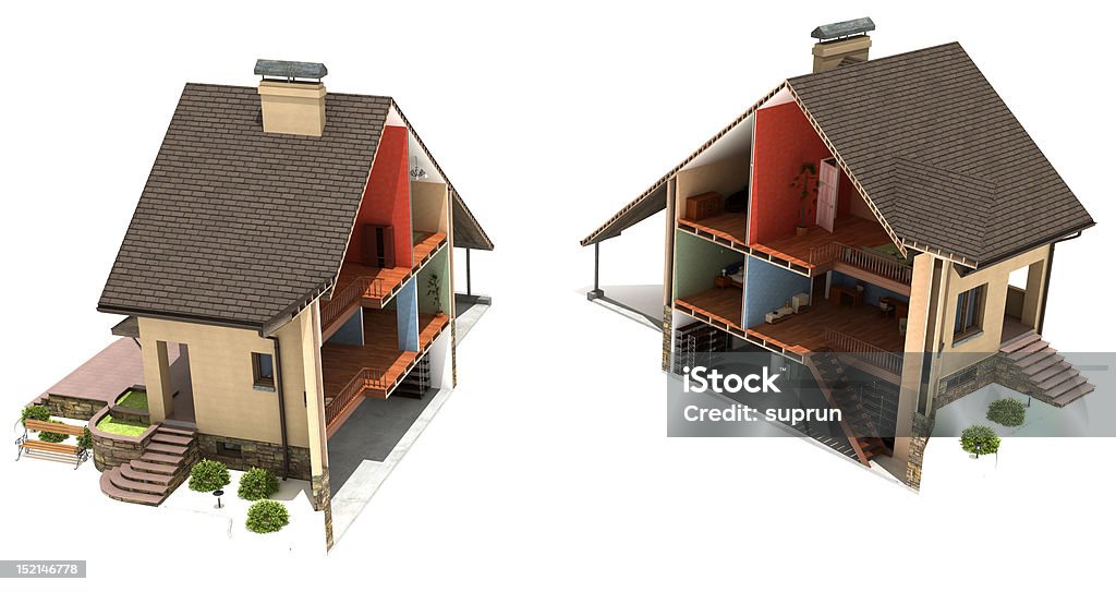 Нарезной Дом - Стоковые фото Поперечный разрез роялти-фри