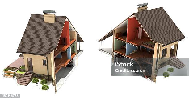 Нарезной Дом — стоковые фотографии и другие картинки Поперечный разрез - Поперечный разрез, Дом, Интерьер дома