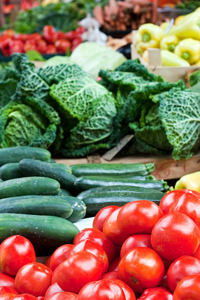 istock Fruit stand with tomatoes in market 152146791