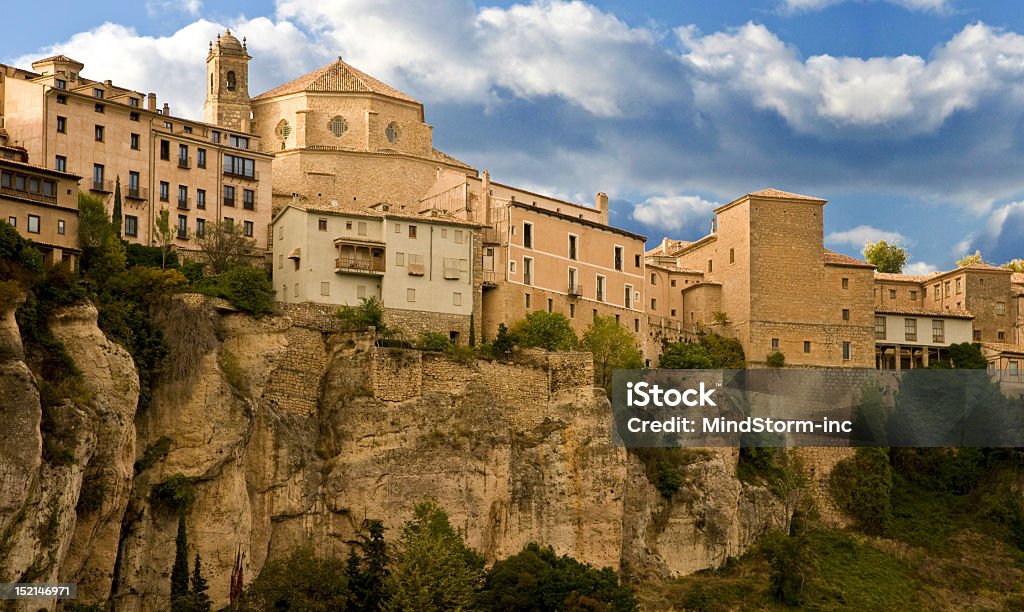 Cliff Houses of Cuenca, Spain Cliff Houses of Cuenca, Spain, overlooking Heucar Gorge Castilla La Mancha Stock Photo