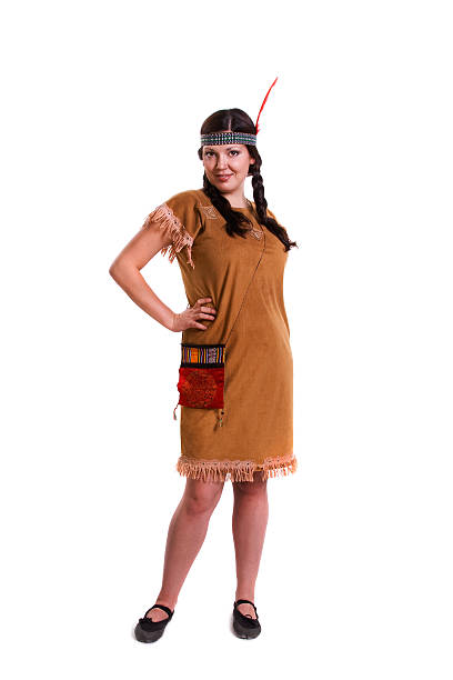 Donna in costume di indiano americano - foto stock