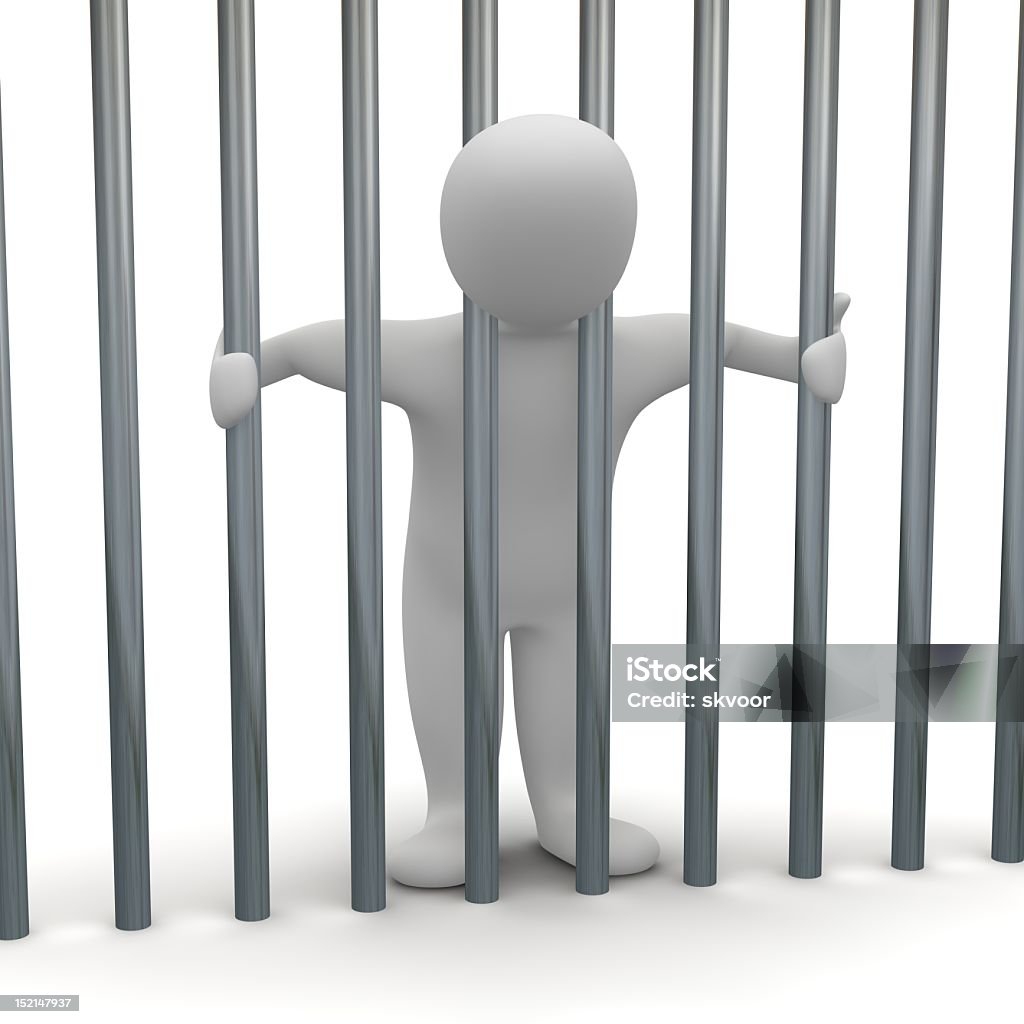 Jailed Homem na célula - Royalty-free Adulto Foto de stock