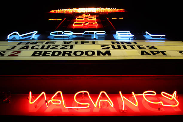 istock Vacancy neon with motel sign above it 152148352