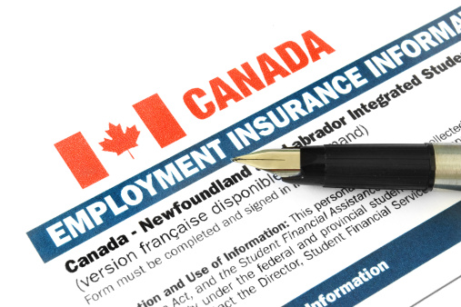 Canadian Employment insurance information form with pen
