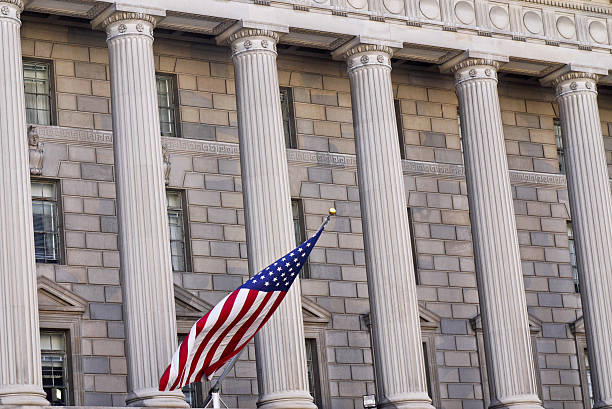istock American flag and building in Washington DC 152148424