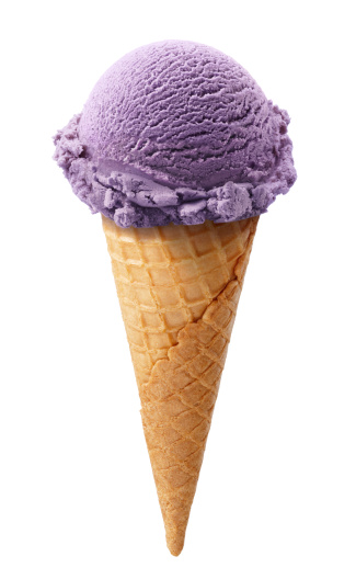 blueberry ice cream isolated on white background