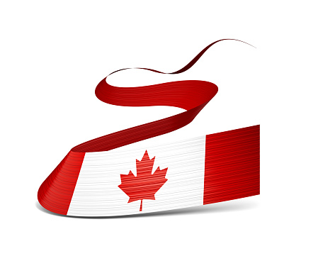 3d Flag Of Canada 3d Waving Ribbon Flag Isolated On White Background, 3d illustration